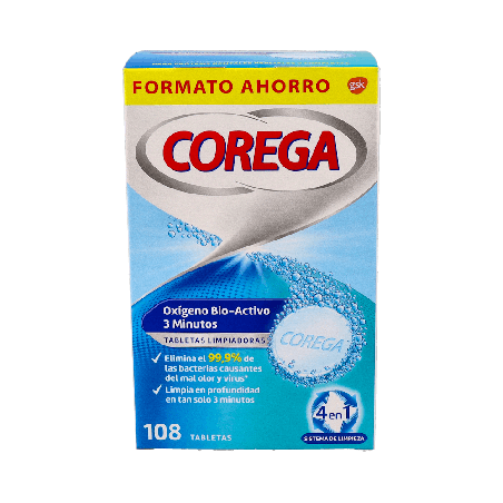 Corega Oxígeno Bio-Activo 108 Pastillas | Farmaenvia