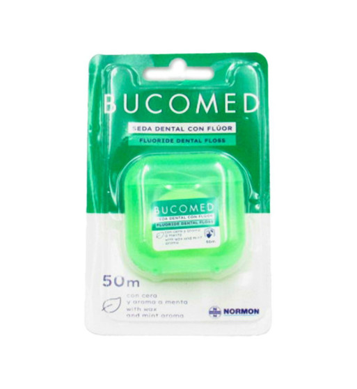 BUCOMED HILO DENTAL CON FLUOR  1 UNIDAD 50 M AROMA MENTA