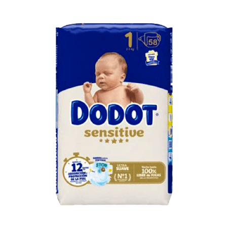 Dodot Sensitive Pañal Talla 1 (2-5 kg) 58 uds | Farmaenvia