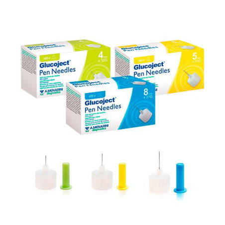 GLUCOJECT PEN NEELDLES 32GX4MM 100 UDS