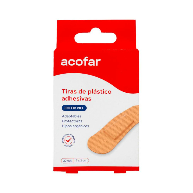 Acofar Tiras Adhesivas Plástico Color Piel 20uds | Farmaenvia