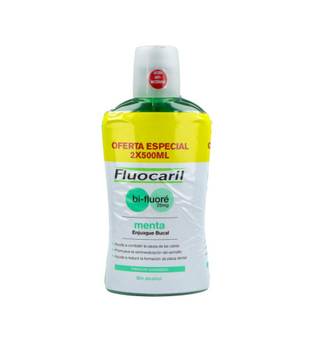 FLUOCARIL BI-FLUORE 25 mg ENJUAGUE BUCAL 2 ENVASES 500 ml PACK SABOR MENTA