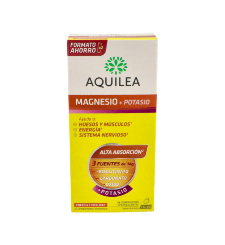 AQUILEA MAGNESIO POTASIO 28 COMPRIMIDOS EFERVESCENTES SABOR NARANJA