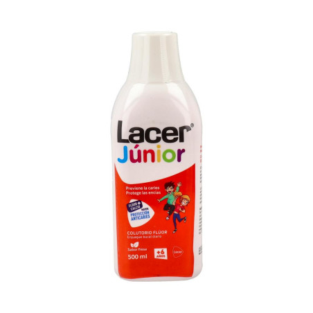 FLUOR LACER JUNIOR ENJUAGUE BUCAL DE USO DIARIO 1 ENVASE 500 ml SABOR FRESA