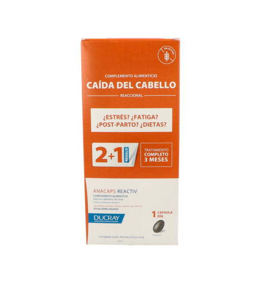 ANACAPS REACTIV CABELLO Y UÑAS DUCRAY 3 ENVASES 30 CAPSULAS