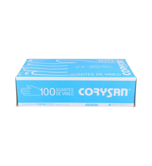 GUANTES DE VINILO SIN POLVO CORYSAN 100 UNIDADES TALLA MEDIANA