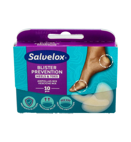 SALVELOX BLISTER PREVENTION APOSITO ADHESIVO 10 UNIDADES 61 mm x 40 mm y 64 mm x 21 mm MIX