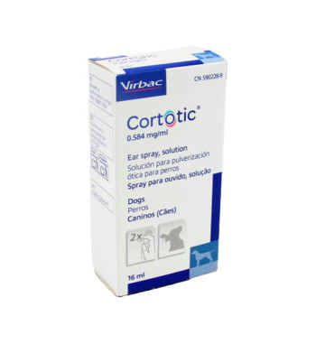 CORTOTIC 0,584 mg/ml SOLUCION PULVERIZACION OTICA PERROS 1 FRASCO 20 ml LLENO CON 16 ml BOMBA PULVERIZACION