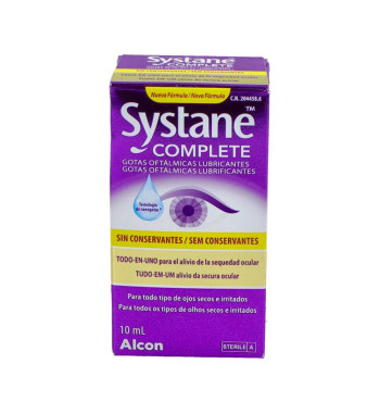 SYSTANE COMPLETE GOTAS OFTALMICAS LUBRICANTES SIN CONSERVANTES 1 FRASCO 10 ml