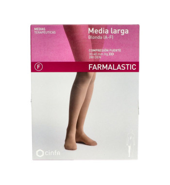 MEDIA LARGA A-F COMPRESION FUERTE FARMALASTIC TALLA REINA PLUS BANDA SILICONA