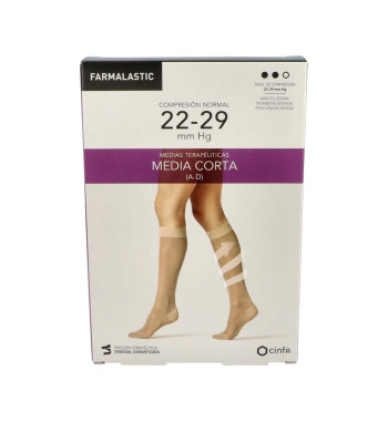 MEDIA CORTA A-D COMPRESION NORMAL FARMALASTIC PUNTERA CERRADA 2 UNIDADES TALLA EXTRAGRANDE COLOR BEIGE
