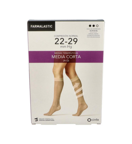 MEDIA CORTA A-D COMPRESION NORMAL FARMALASTIC PUNTERA CERRADA 2 UNIDADES TALLA EXTRAGRANDE COLOR BEIGE