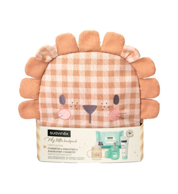SUAVINEX BABY MY LITTLE BACKPACK LEON 1 ENVASE CREMA DEL PAÑAL 300 ml 1 ENVASE BABY COLOGNE 100 ml BIBERON CON ASAS 6 MESES 150