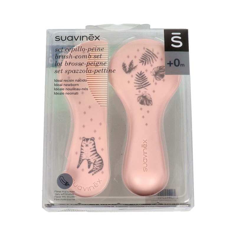 CEPILLO Y PEINE INFANTIL SOFT SUAVINEX ROSA DECORADO