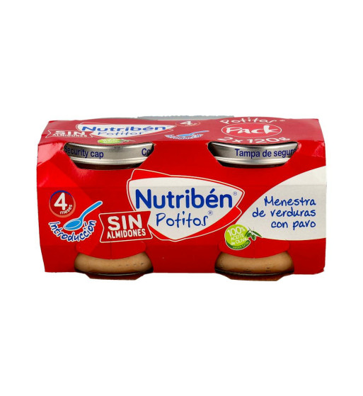 NUTRIBEN POTITOS MENESTRA DE VERDURAS CON PAVO 2 ENVASES 120 g
