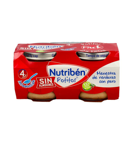 NUTRIBEN POTITOS MENESTRA DE VERDURAS CON PAVO 2 ENVASES 120 g