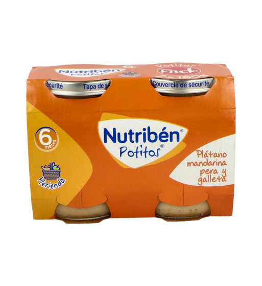 NUTRIBEN POTITOS PLATANO MANDARINA PERA Y GALLETA 2 ENVASES 190 g