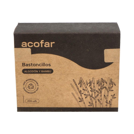 Acofar Bastoncillos Algodón y Bambú 200 Uds | Farmaenvia